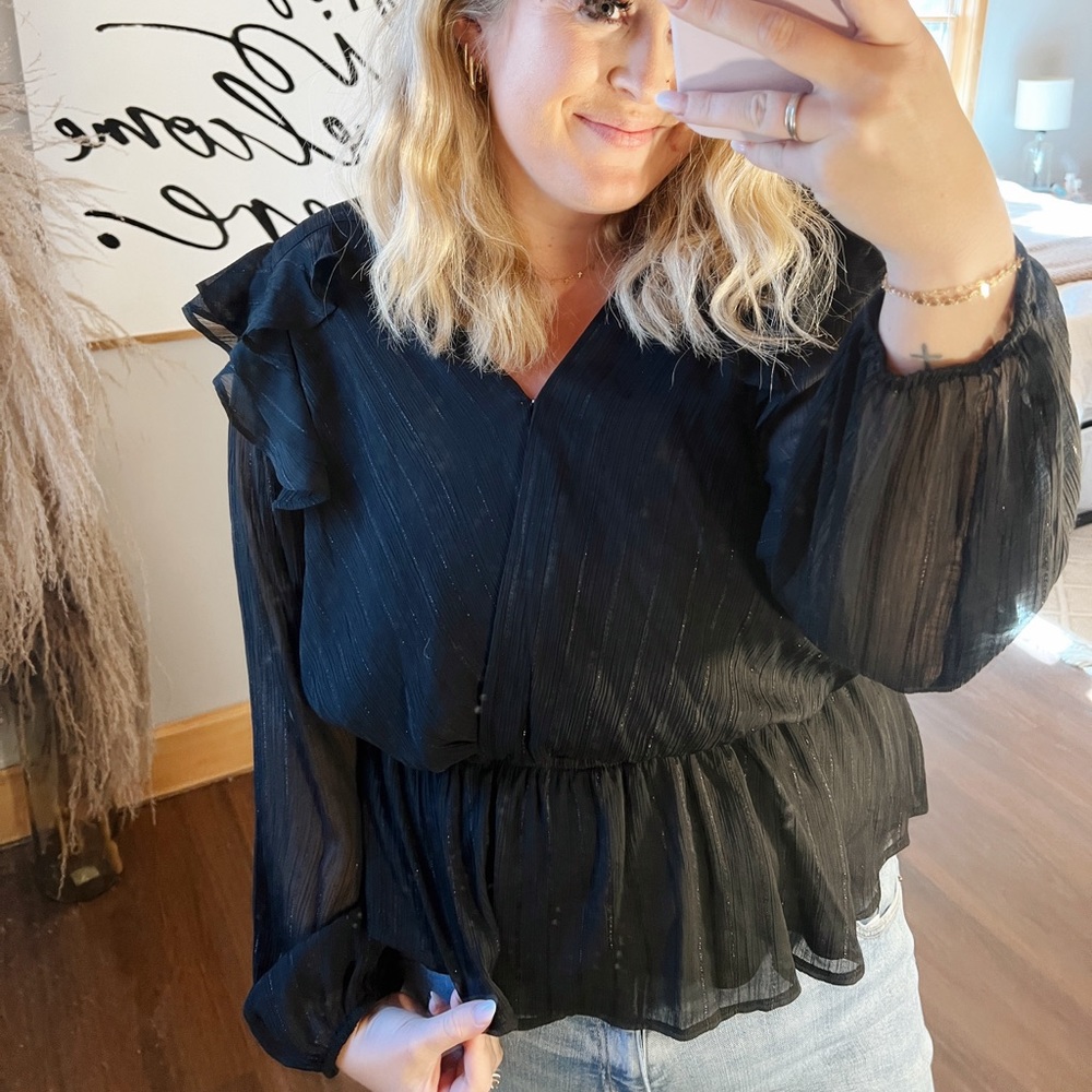 Simply Vera Vera Wang Peplum Black Top